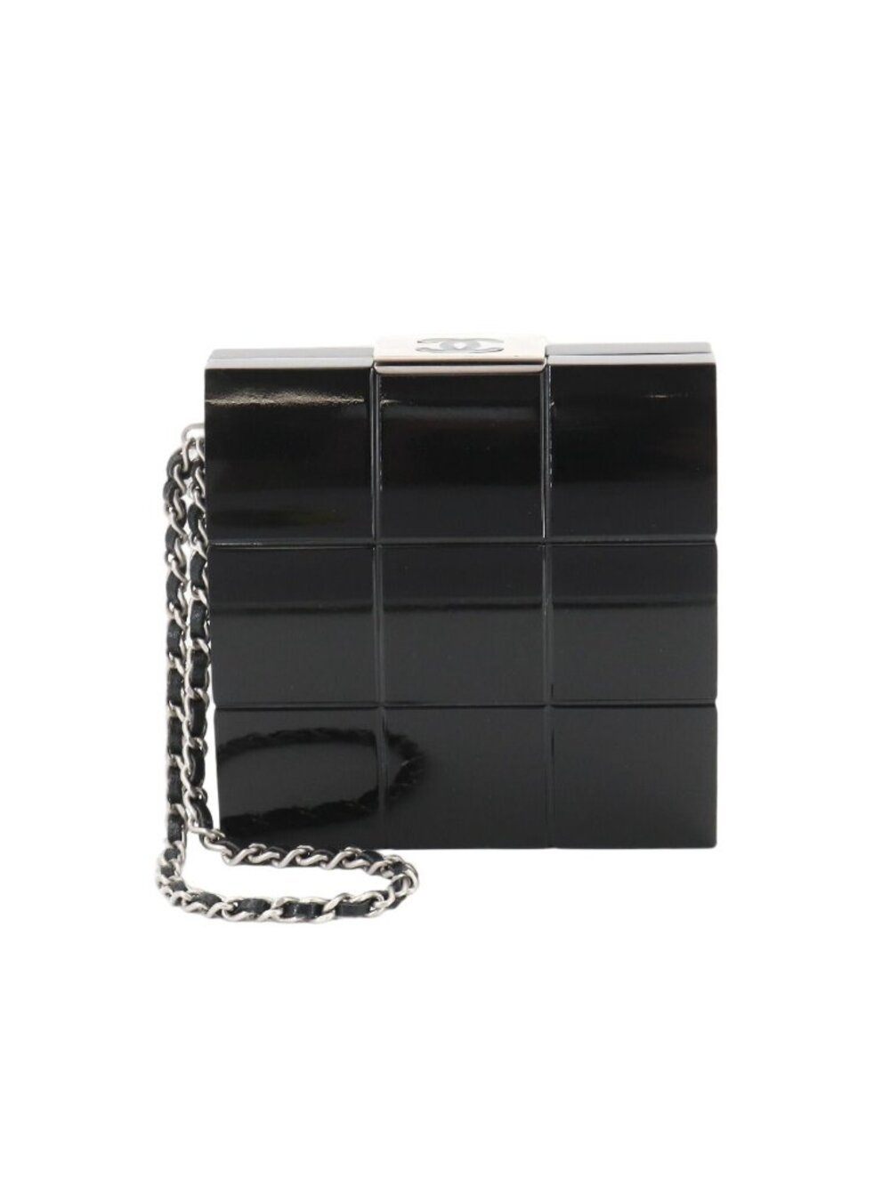 Chanel Chain Clutch Plastic Lambskin Black Chocolate